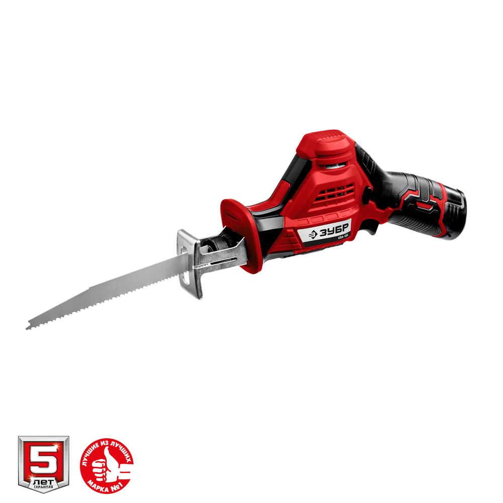ЗУБР С1-12, 12 В, 80 мм, 2 АКБ (2 А·ч), сабельная пила (СПЛ-125-22)