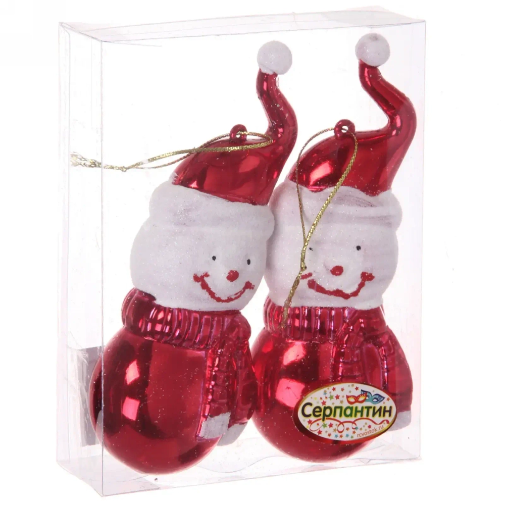 Елочные игрушки «Снеговички» 13 см (набор 2 шт), Красный