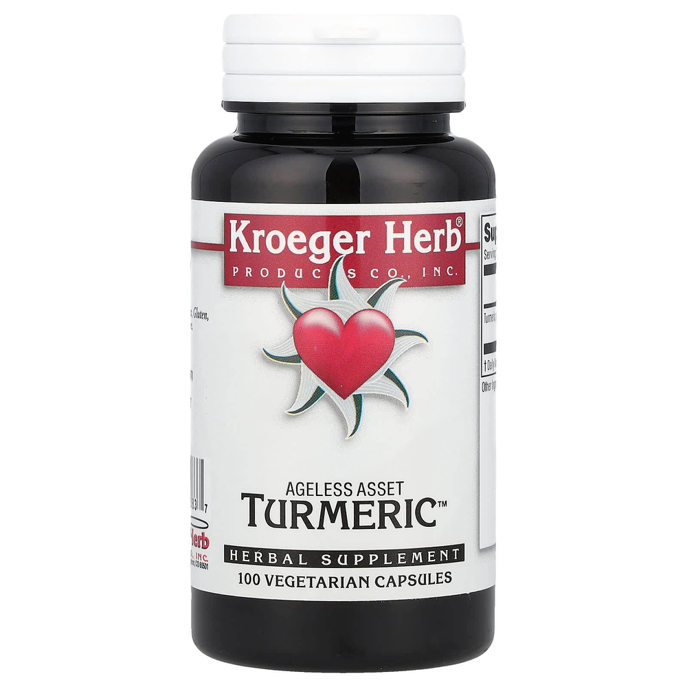 Kroeger Herb Co, Ageless Asset, куркума, 100 вегетарианских капсул (450 мг на капсулу)