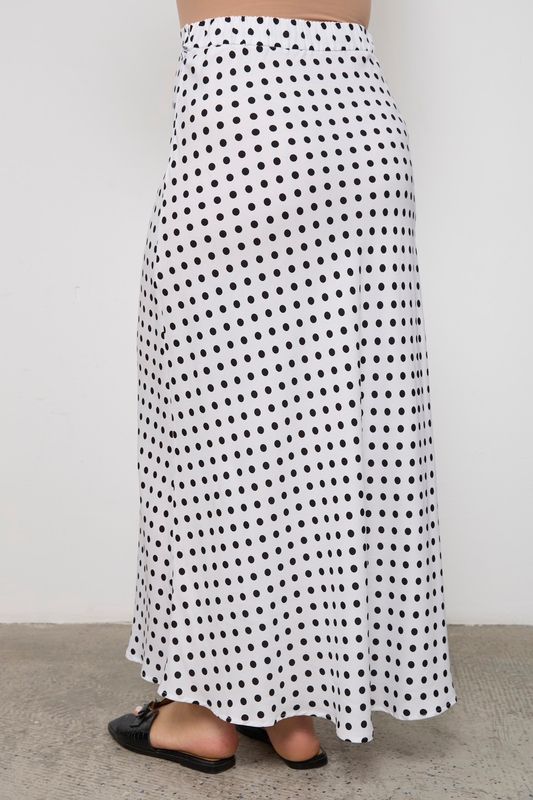 Юбка-миди из вискозы в горох, белый