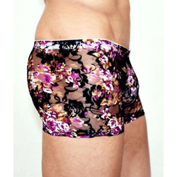 Мужские трусы боксеры черные с пурпурными розами Romeo Rossi Rose Boxer RR00232