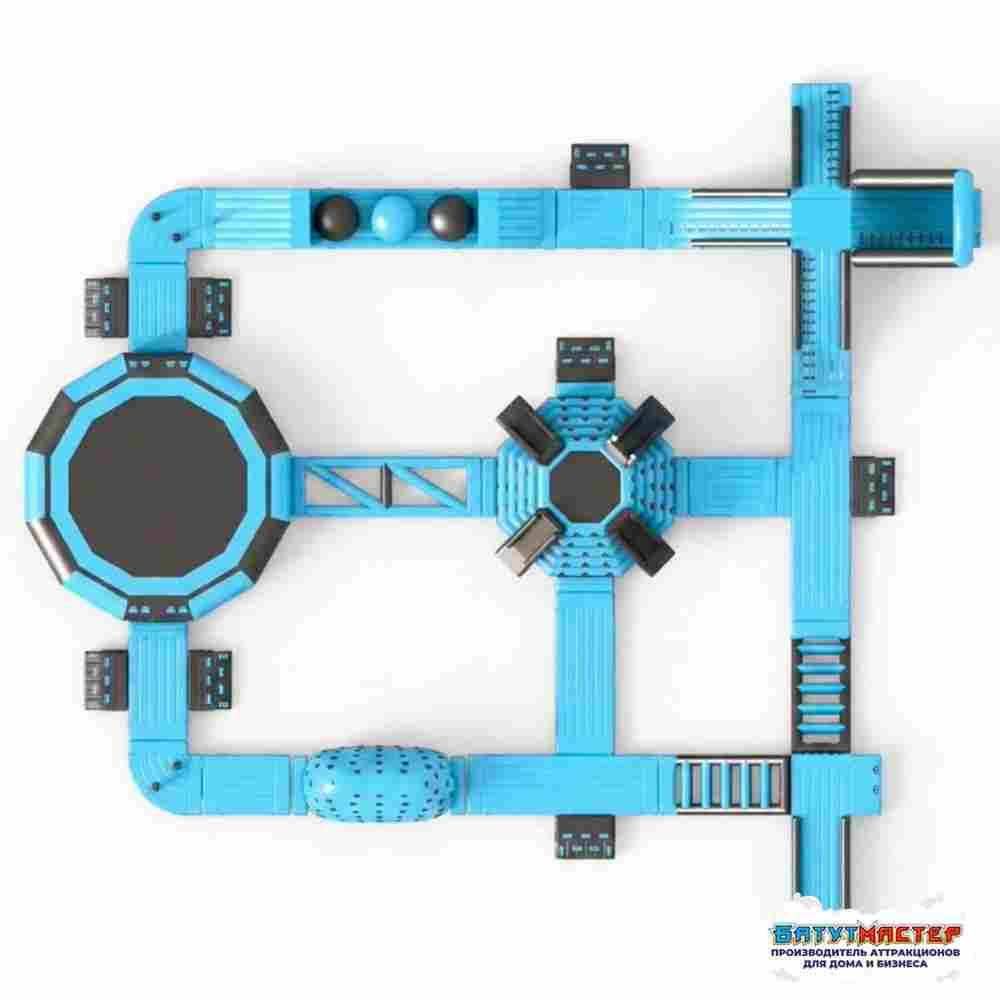 Коммерческий надувной аквапарк для бизнеса «Синий шторм» 33×30×5 м