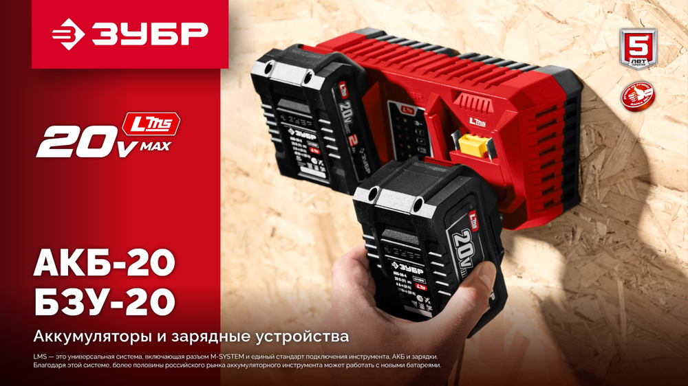 ЗУБР 20 В, 2 порта, 2 х 3 А, зарядное устройство для LMS АКБ (БЗУ-20-2)