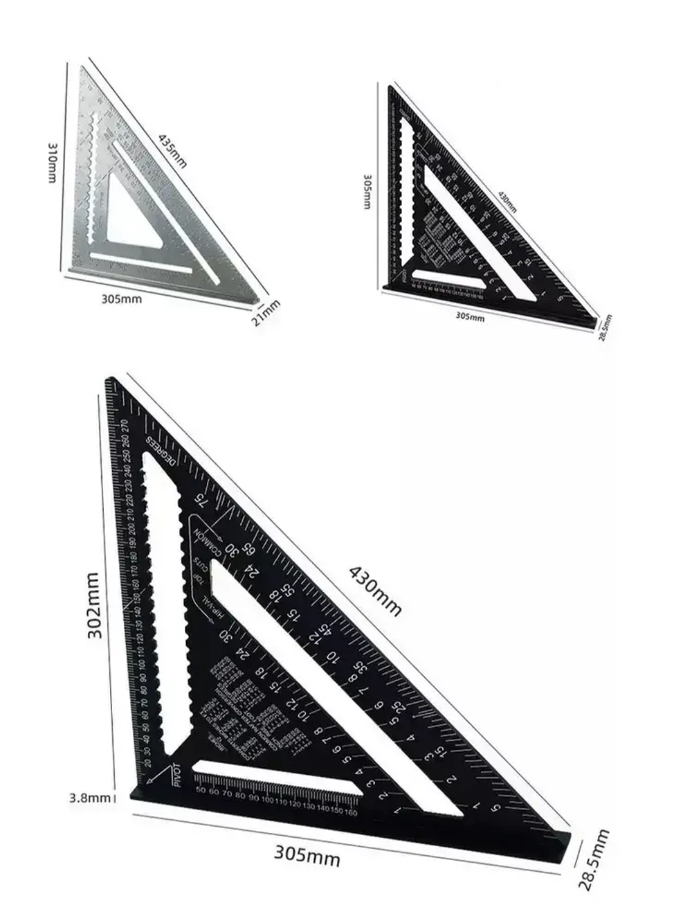 Угольник столярный линейка Свенсона метрический , 305 мм, Алюминий