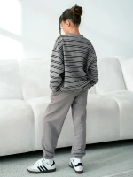 Спортивный костюм для девочки на весну серый оверсайз