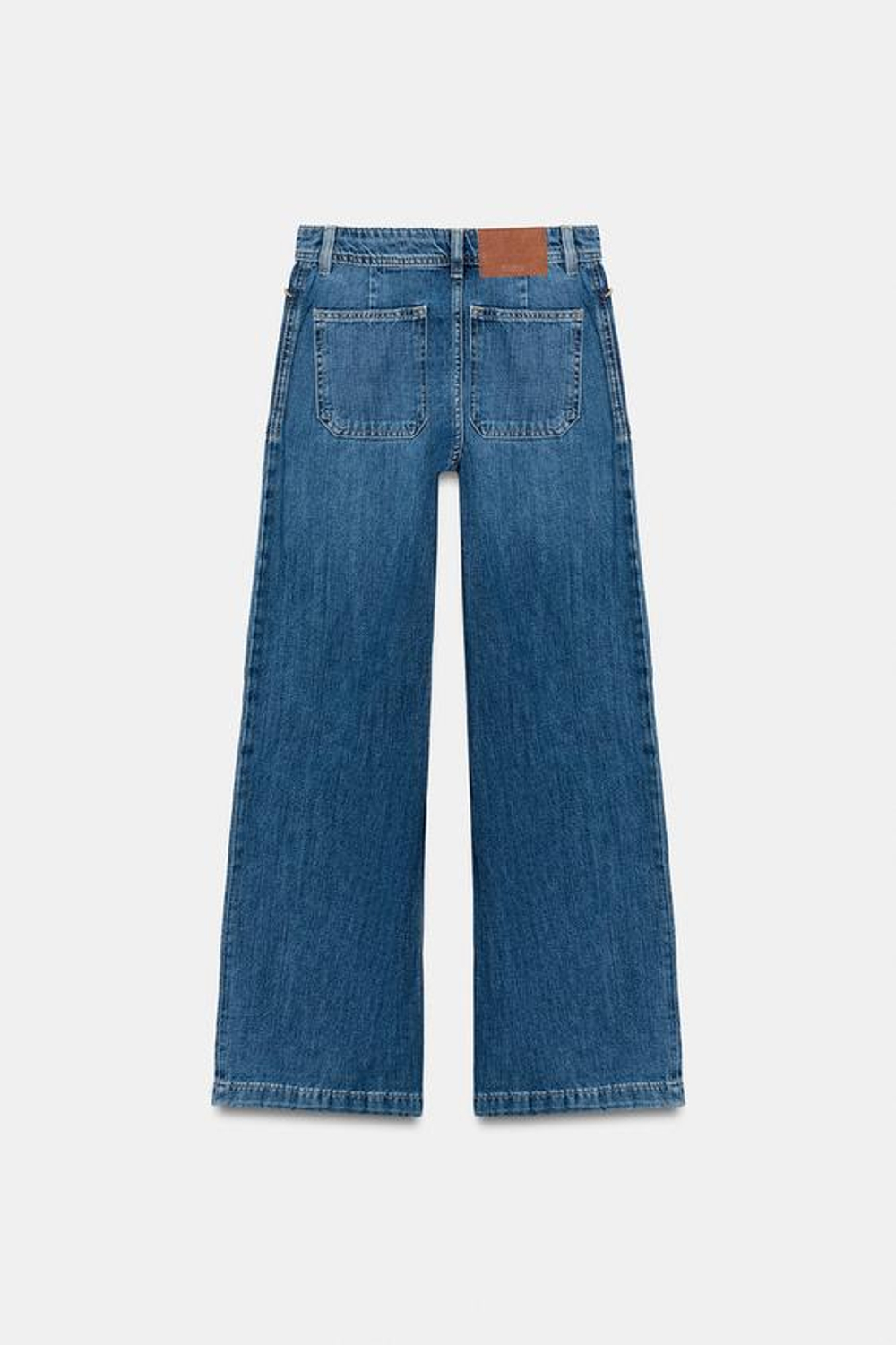 ZARA ДЖИНСЫ Z1975 КЮЛОТЫ С ВЫСОКОЙ ПОСАДКОЙ И ОТСТРОЧКОЙ, СИНИЙ