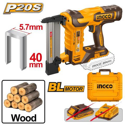 Аккумуляторный скобозабивной нейлер INGCO CCSNLI6005 INDUSTRIAL 20 В