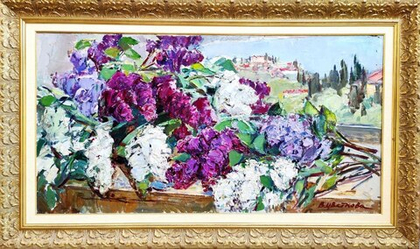 Картина Цветковой В.П. "Сирень" холст/масло 60х120