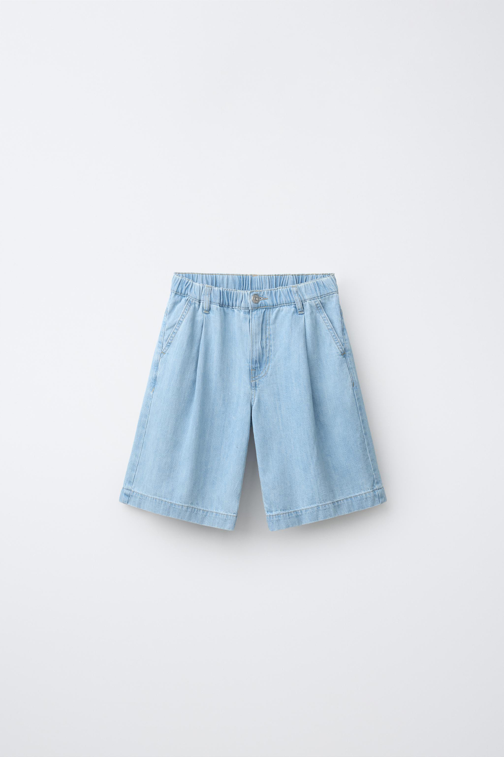 ZARA ДЛИННЫЕ ДЖИНСОВЫЕ ШОРТЫ, СИНИЙ