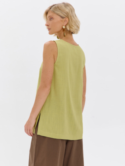 Удлиненный топ из льна с V-вырезом