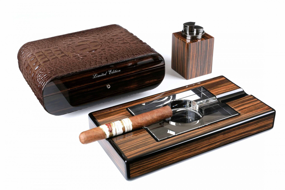 Настольный набор сигарных аксессуаров Gentili SET-SV10-Croco-Brown