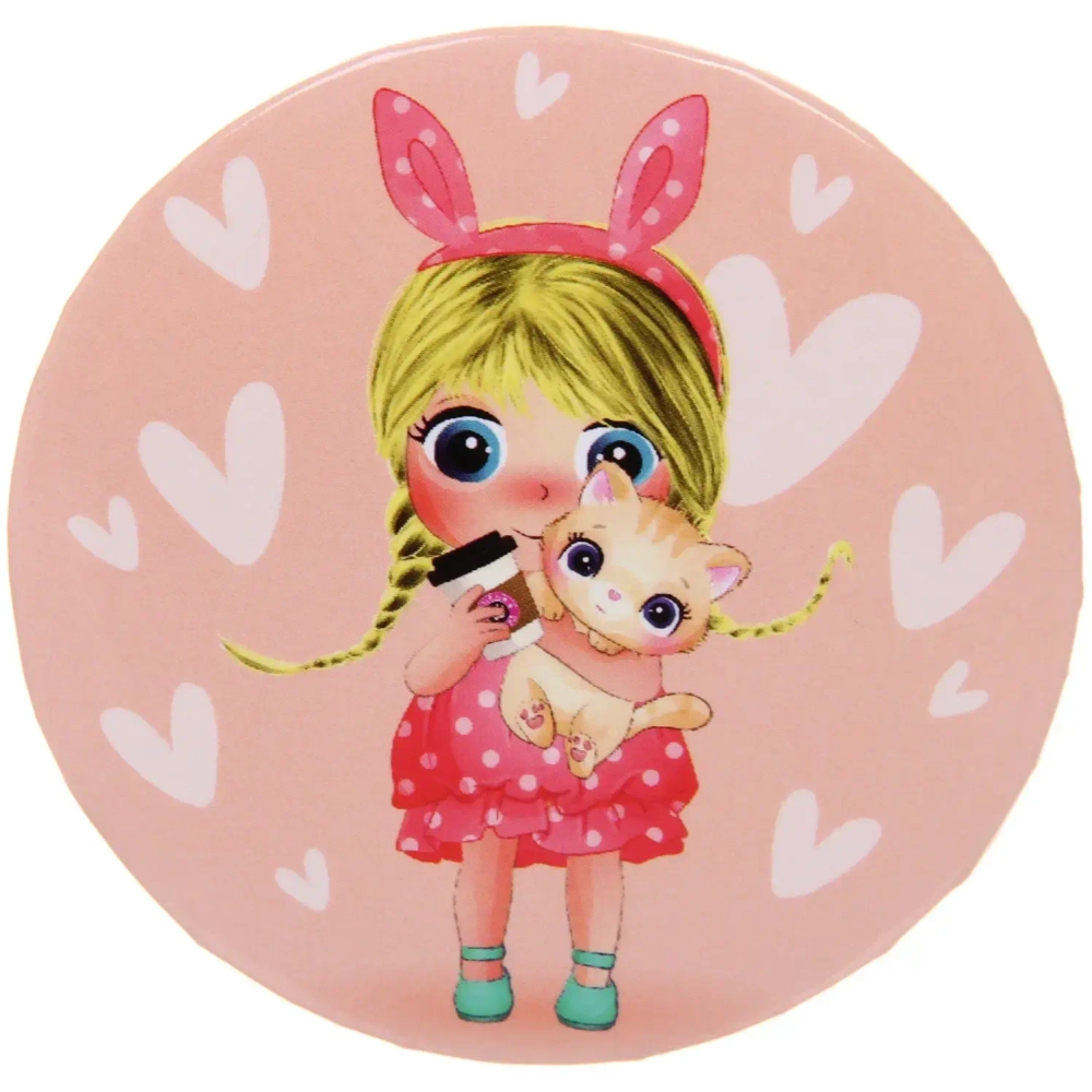 Зеркало косметическое круглое «КОЛЛЕКЦИЯ МАРЦИПАН», куколка, d-7,5см (пакет с подвесом)