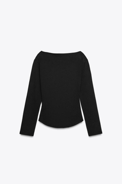 ZARA ТОП СО СБОРКАМИ СБОКУ, ЧЕРНЫЙ