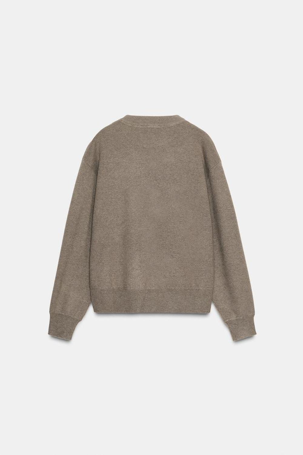 ZARA ОДНОТОННЫЙ СВИТЕР, НЕЙТРАЛЬНЫЙ РОЗОВО-СЕРЫЙ