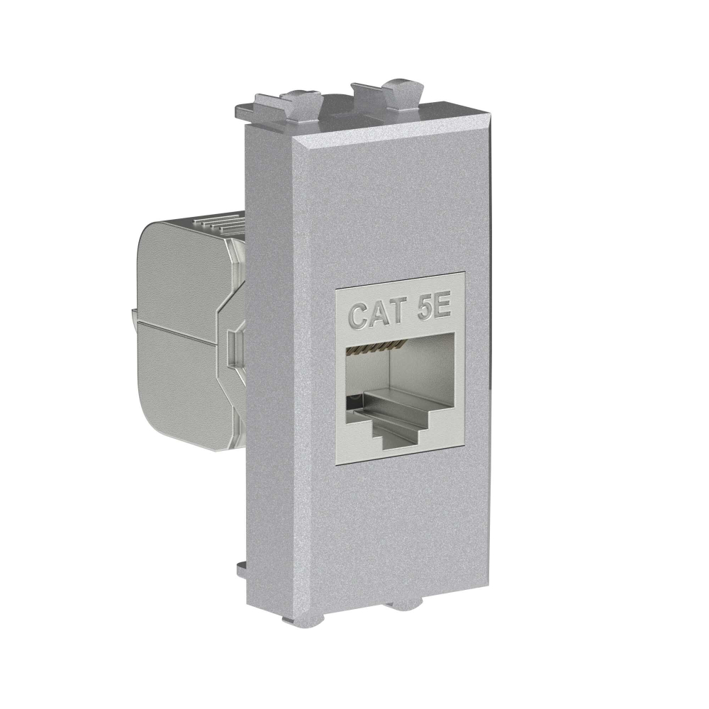 Компьютерная розетка RJ-45 без шторки модульная, кат.5е экранированная, "Avanti", "Закаленная сталь", 1 модуль