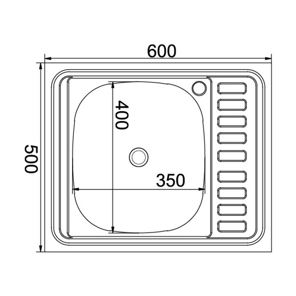 Мойка 60х50 (0,4) лев вып 1 1/2 MIXLINE 16см