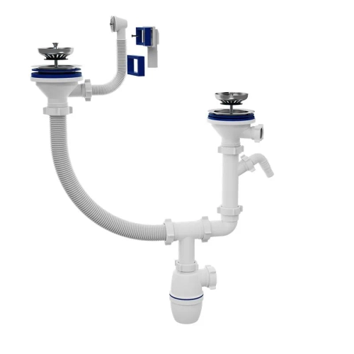 Сифон двойной ОРИО бутылочный 3 1/2"*40 с унив.переливом Б-45093