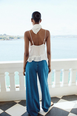 ZARA ТОП С КОНТРАСТНЫМИ БАНТАМИ, ЭКРЮ