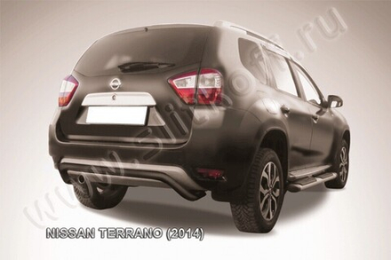 Защита заднего бампера (нержавейка) Nissan Terrano (2014-2023) d57 скоба (черный)
