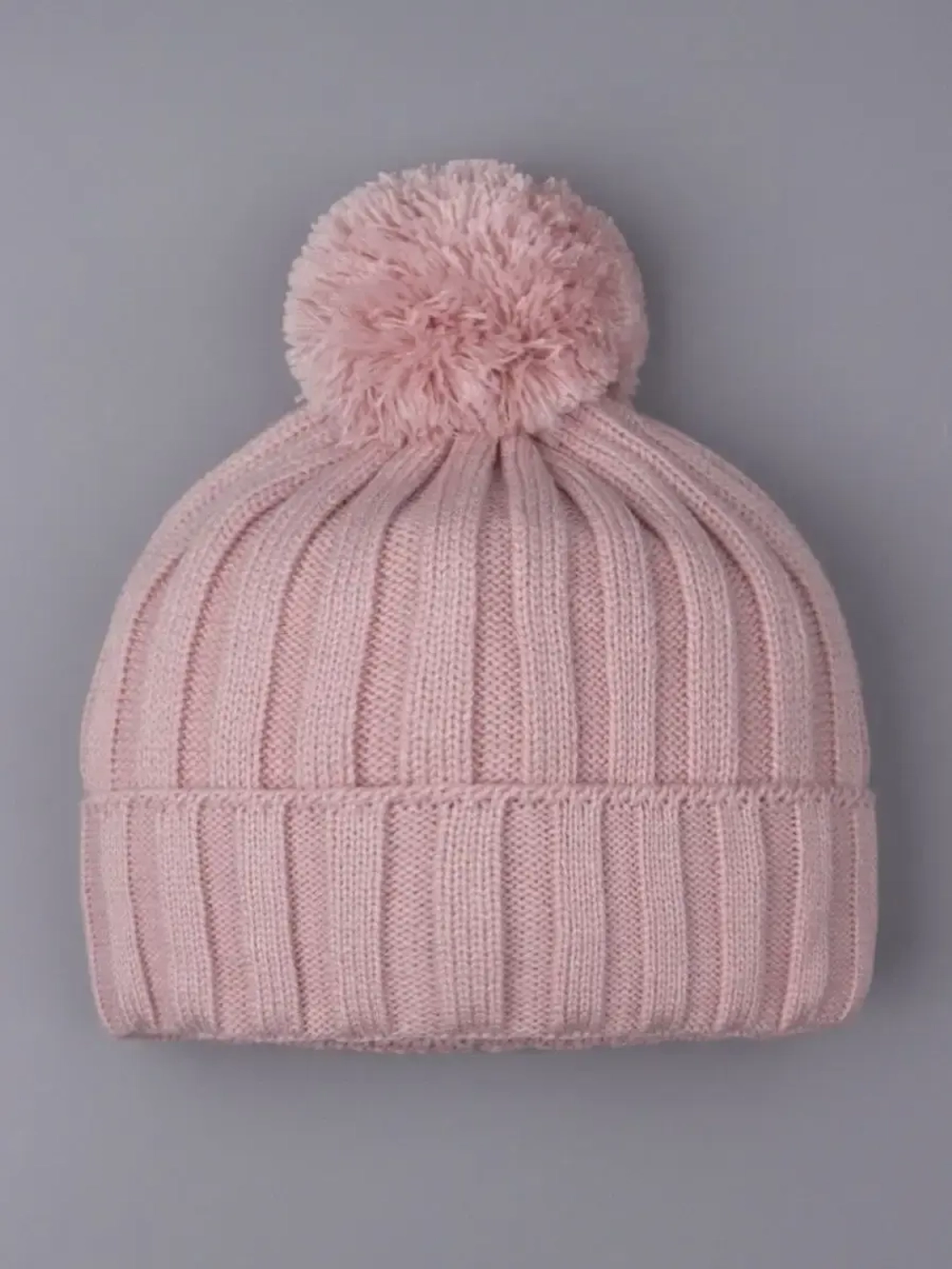 Шапка детская вязаная осенняя с помпоном