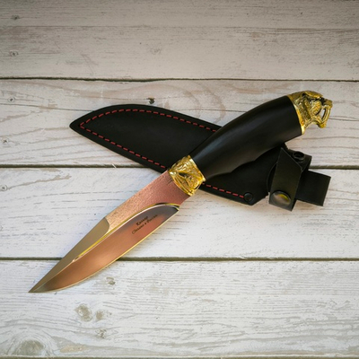 Кизлярский нож с головой (латунь) "Тайга-Тигр"
