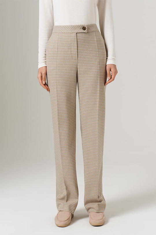 31091 Брюки женские (бежево-оливковый клетка)