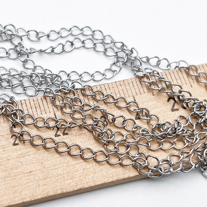 Цепочка, цвет серебро (родий), размер звена 4*3 мм, цена за отрезок 50 см