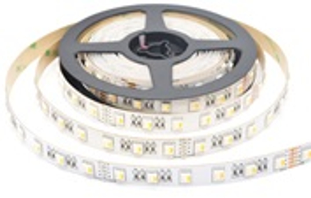 Лента светодиодная SMD RGB+Warm DC24V 19, 2W/m 3000K 1000Lm/m 60д/м CRI>90 IP20,  упаковка 5 метров,  ширина 12мм,  высота 3мм,  самоклейкая