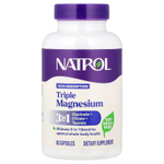 Natrol, магний тройного действия, 60 капсул