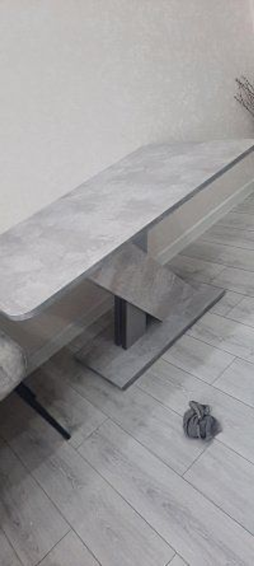 Раздвижной кухонный стол Флоренция 136 80 75 см обеденный стол прямоугольный, современный дизайн, цвет Цемент/Титан