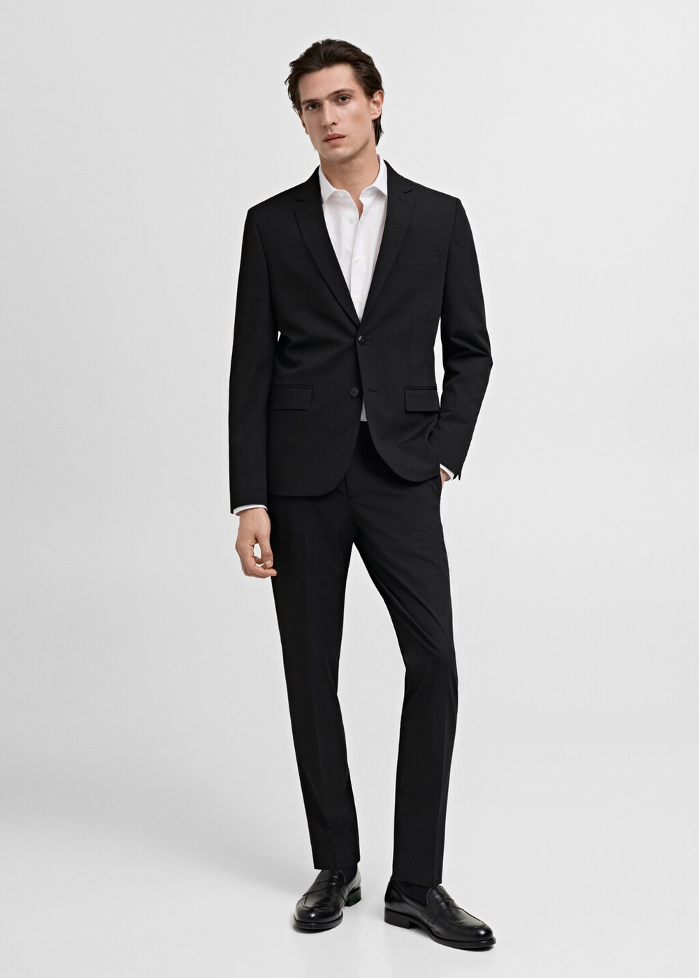 Костюмная рубашка slim fit поплин из хлопка