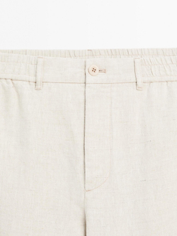 Massimo Dutti Брюки-джоггеры из 100% льна, бежевый