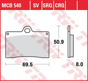 Колодки тормозные дисковые TRW MCB540