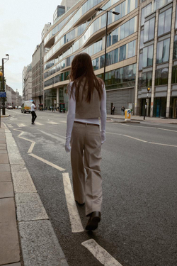 ZARA ЖИЛЕТ В КЛЕТКУ, БЕЖЕВЫЙ/ТЕМНО-СИНИЙ