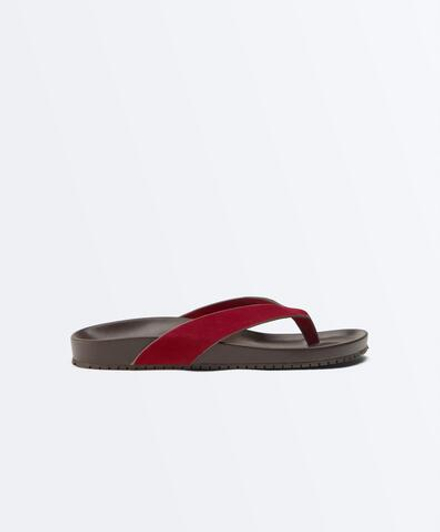 OYSHO Кожаные сандалии, красный