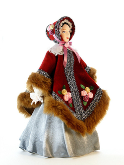 Кукла коллекционная Дама в бархатном салопе 19 века