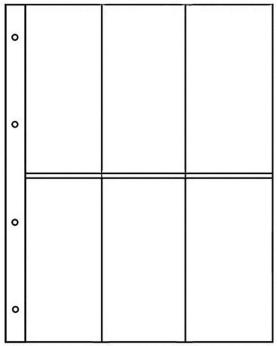 Лист для 6 монет в блистерах, медалей или наград (формат Optima) (200х250 мм)