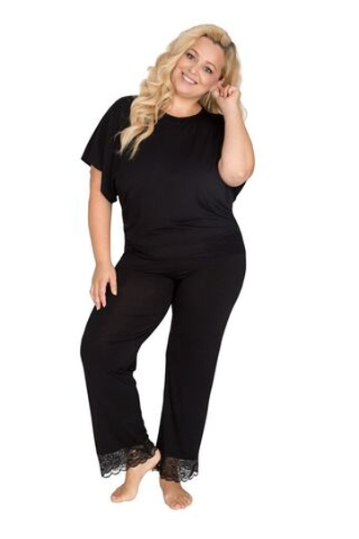 Пижамный комплект с кружевом на спинке (Размер: XXL) (Цвет: черный)