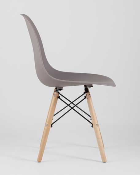 Eames Style DSW темно-бежевый пластик, стальной каркас, натуральный массив бука