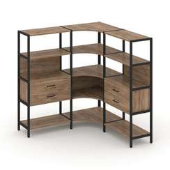 Shelf System Трехсекционный угловой стеллаж четырехярусный с ящиками SN.STMU-431 Дуб Табак/Металл Че