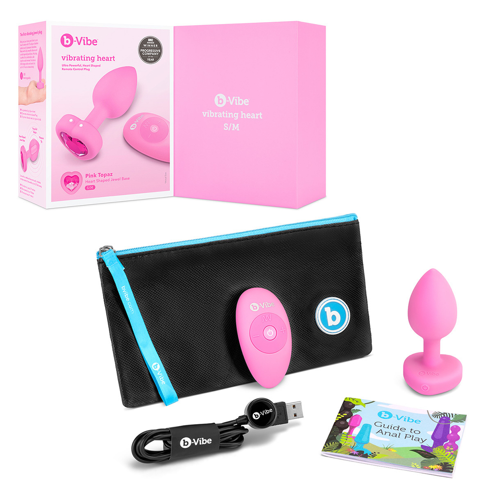 b-Vibe VIBRATING HEART SHAPE JEWEL PLUG S/M - Анальная пробка с ДУ