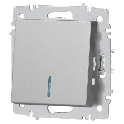 Выключатель Intro Accent 6-102-03 с подсветкой, 10А-250В, IP20, СУ, AL/CU, алюминий | Intro
