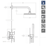 Встраиваемый смеситель для душа с тропическим и ручным душем TITANIUM K1815022