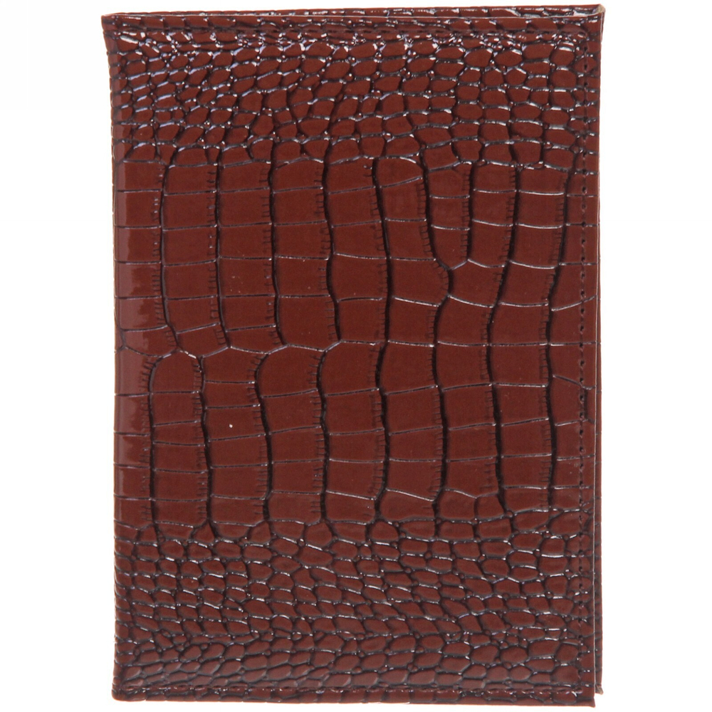 Обложка на паспорт «Классика» под крокодила, цвет коричневый