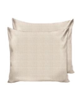 Постельное белье Сказка "Бежевая клеточка" евро Наволочка 70х70 см 2 шт Простынь на резинке 180х200 см Пододеяльник 200х215 см, перкаль