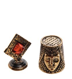 AM-2998 Наперсток «Ацтекская принцесса» (латунь, янтарь)