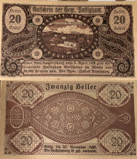 Австрия 20 геллеров 1920 Паттигхам aUNC