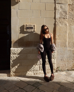 black halter catsuit