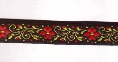 Тесьма жаккард, 8549, ш. 1,8 см, чёрный с золотым