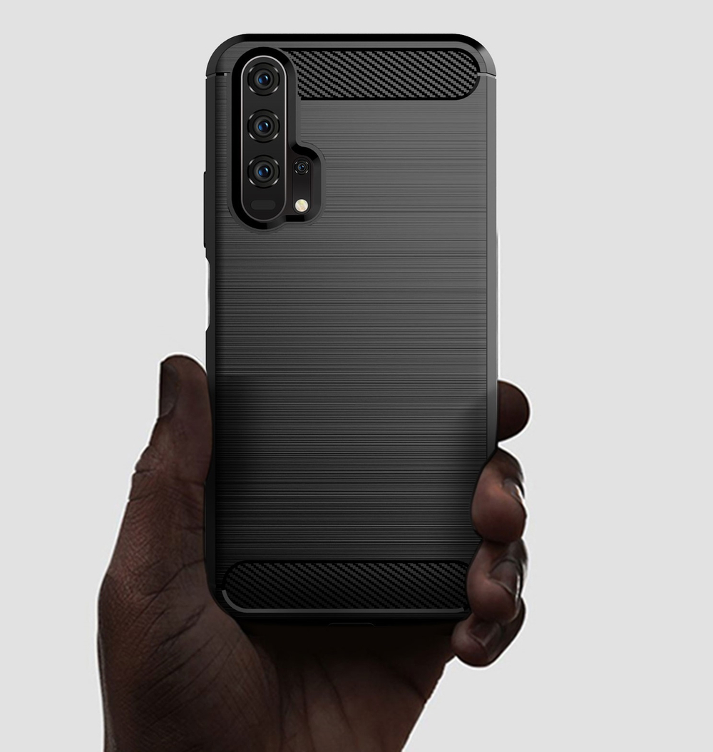 Чехол для Honor 20 (Honor 20S, 20 Pro, Huawei Nova 5T) цвет Black (черный), серия Carbon от Caseport